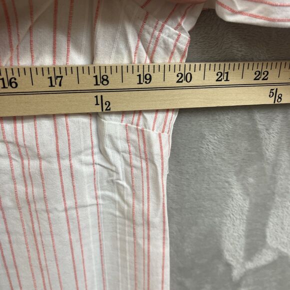 Untuckit Shirt Women’s 10 M Thick Cotton Coastal Vertical Stripe Tunic White Top - Picture 4 of 5